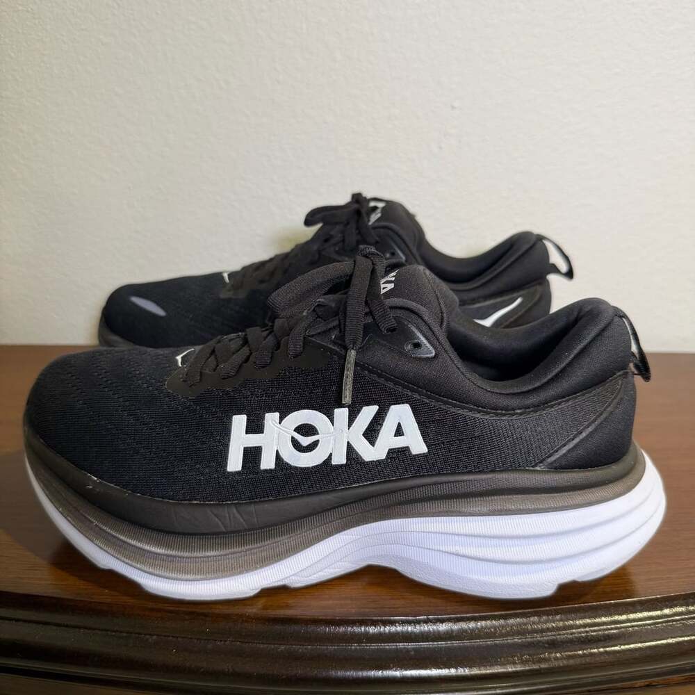 Hoka Bondi 8 Black White Running Shoes Women US 8D - Picture 11 of 11